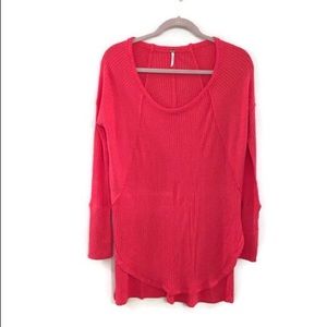 FREE PEOPLE Ventura High/Low thermal top- coral